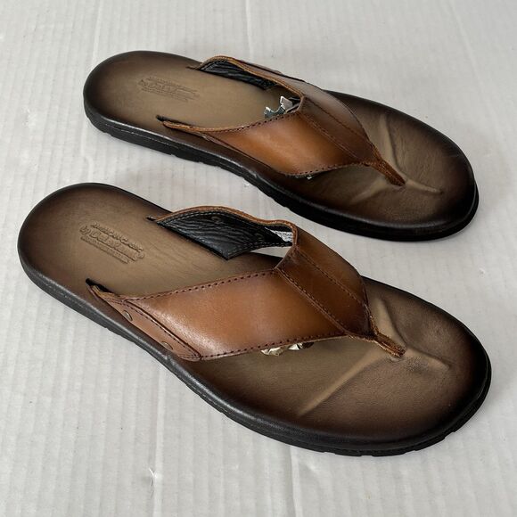 De La Rentis Handmade Leather Flip Flop Slip On Strap Sandals Mens 10 Vacation main image 5